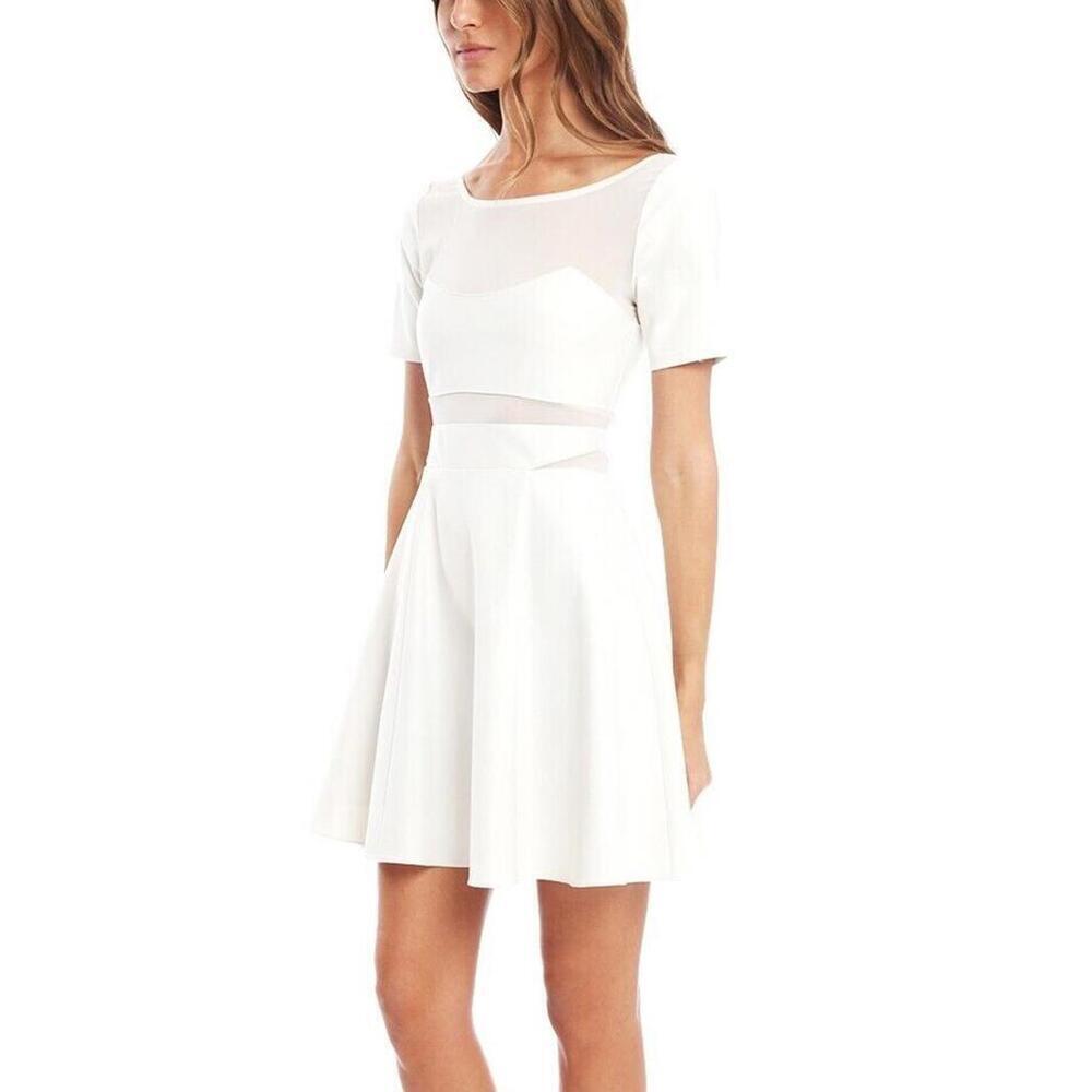 Elizabeth & James White Selena Dress Small S US-2 Skater Ecru White - Picture 3 of 8